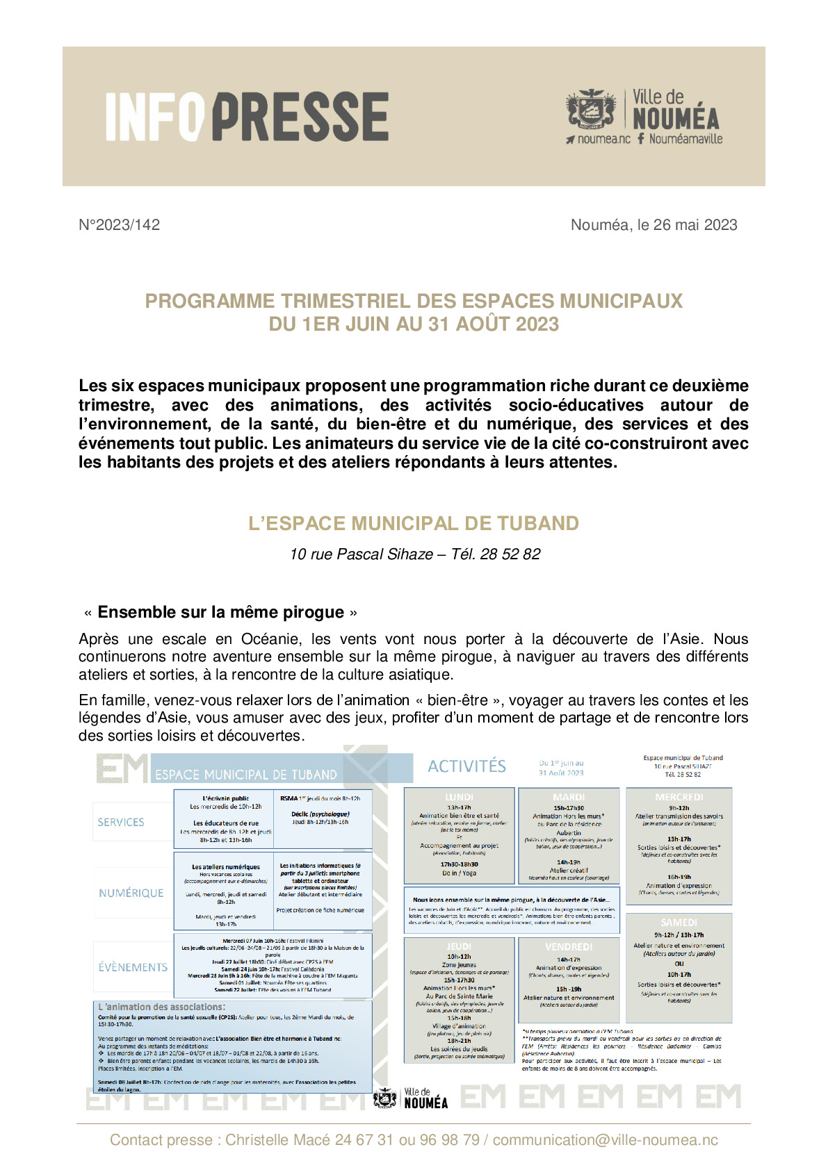 IP 142 Programme des espaces municipaux - 2e trimestre.pdf