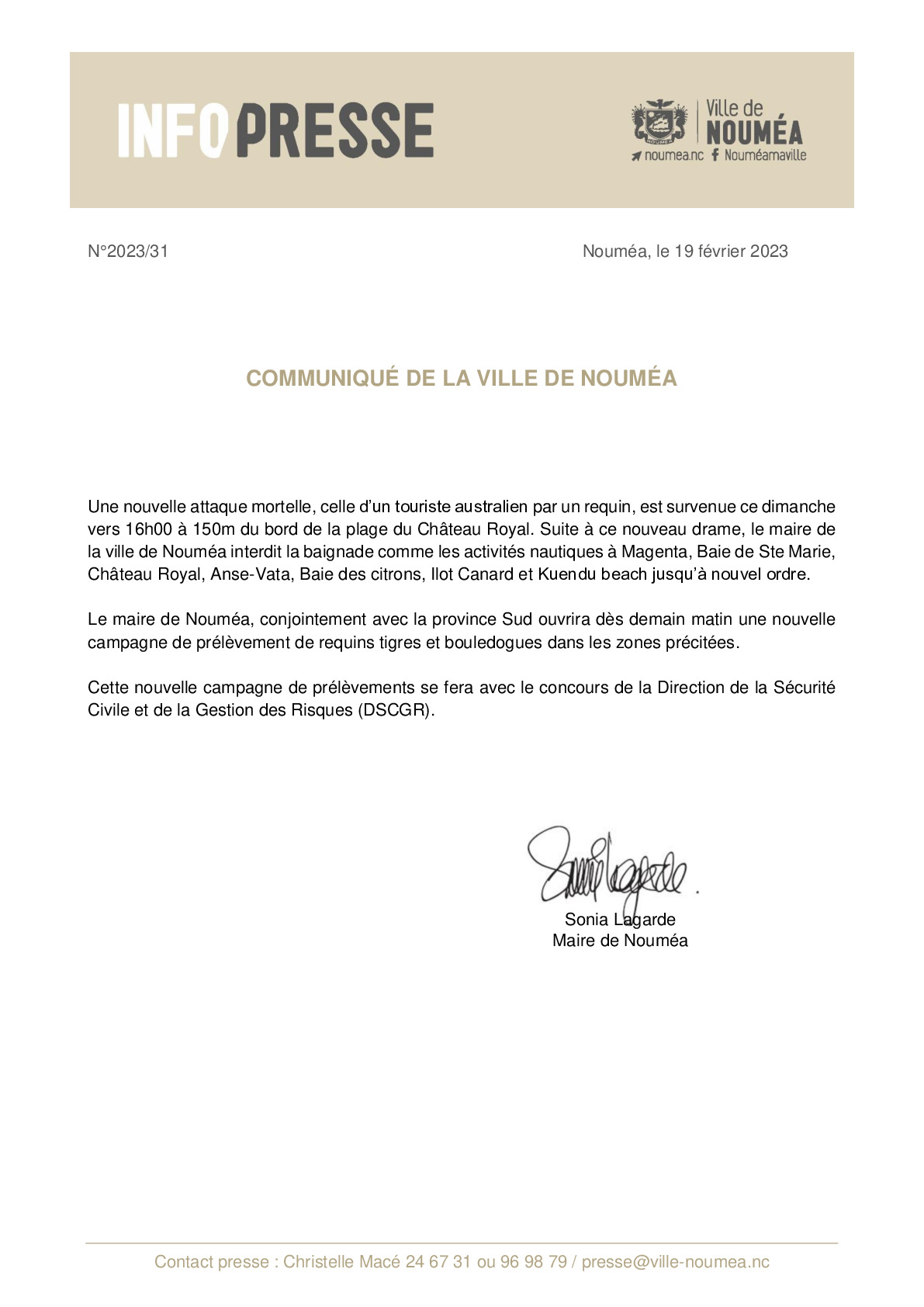 IP 31 Communique de la ville de Noumea requins19.02.23.pdf