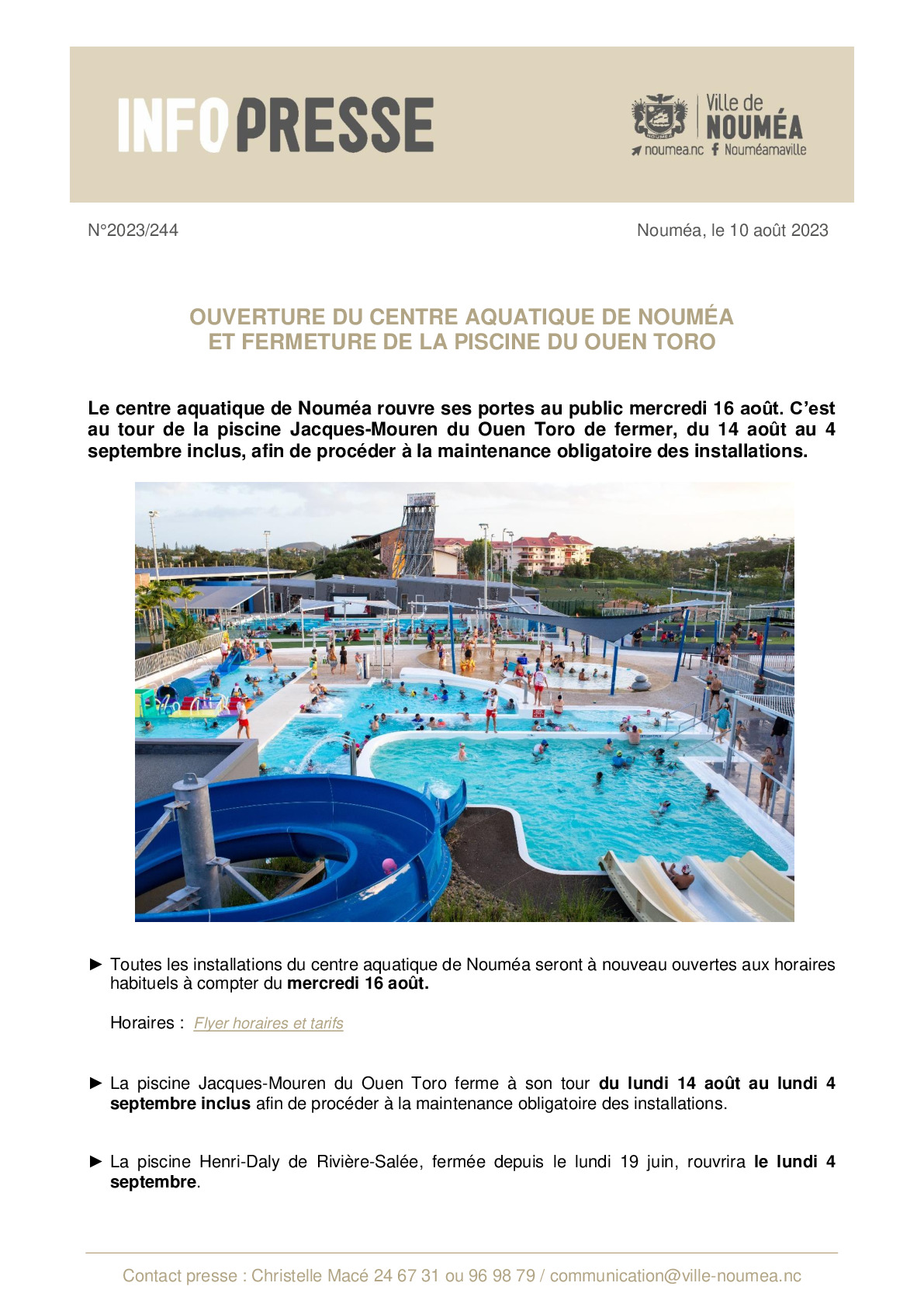 IP 244 Ouverture centre aquatique et fermeture piscine Ouen Toro.pdf