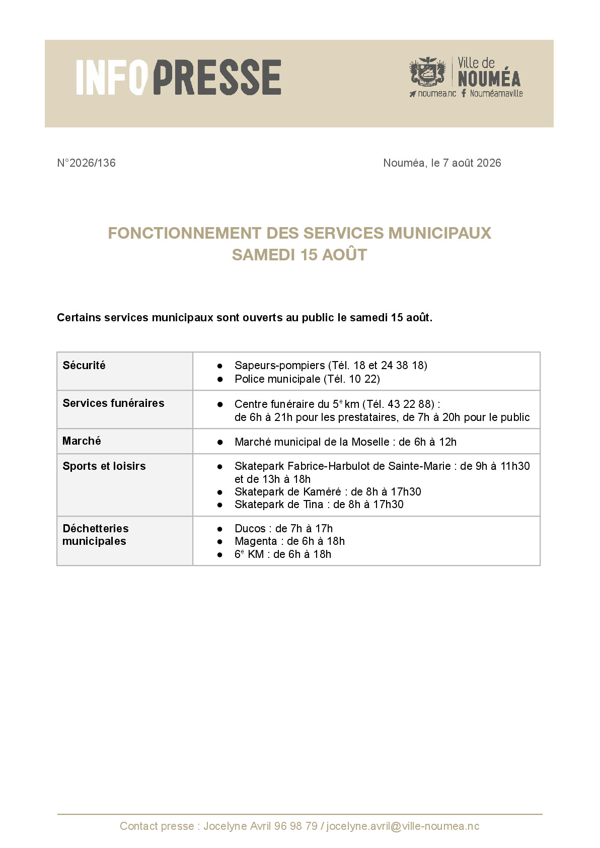 136 IP Fonctionnement des services municipaux - Samedi 15 août.pdf