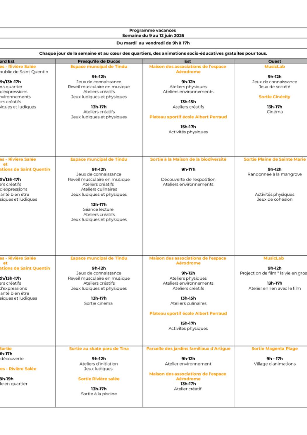 Programme vacances juin 2026.xlsx - Semaine 1.pdf